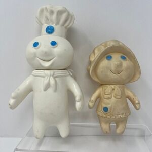 Pillsbury Doughboy Poppin Fresh Poppie Fresh Vintage 1970s White Vinyl Toys